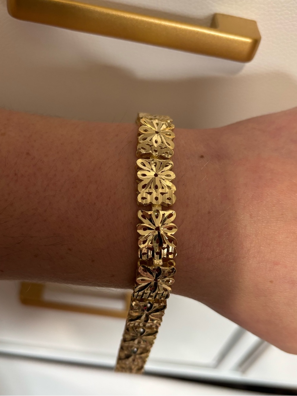 Gold Floral Link Bracelet for Women